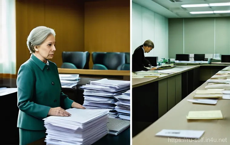 자치행정사 업무 프로세스 최적화 - A Tale of Two Eras: Bureaucracy Transformed**
**Prompt:** A split diptych image contrasting old Rus...