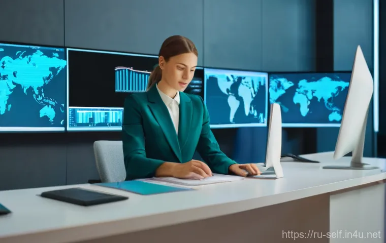 자치행정사 업무 효율화 팁 - **"Digital Transformation in the Modern Russian Office"**: A vibrant, medium shot of a confident fem...