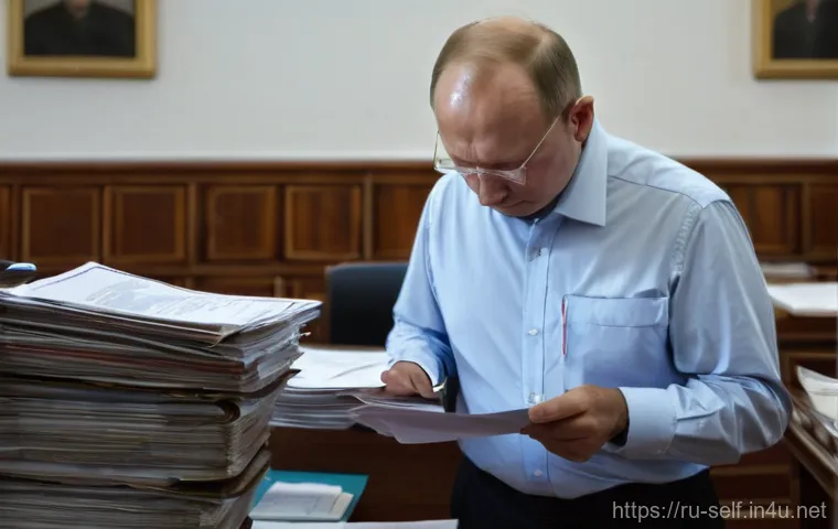 자치행정사 이론과 실무 차이 - A dedicated municipal worker, a woman in her late 40s wearing business casual attire, stands in a sl...